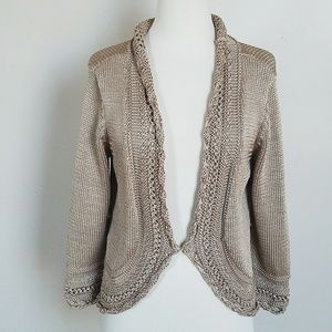 White House Black Market Champagne Cardigan Sz M